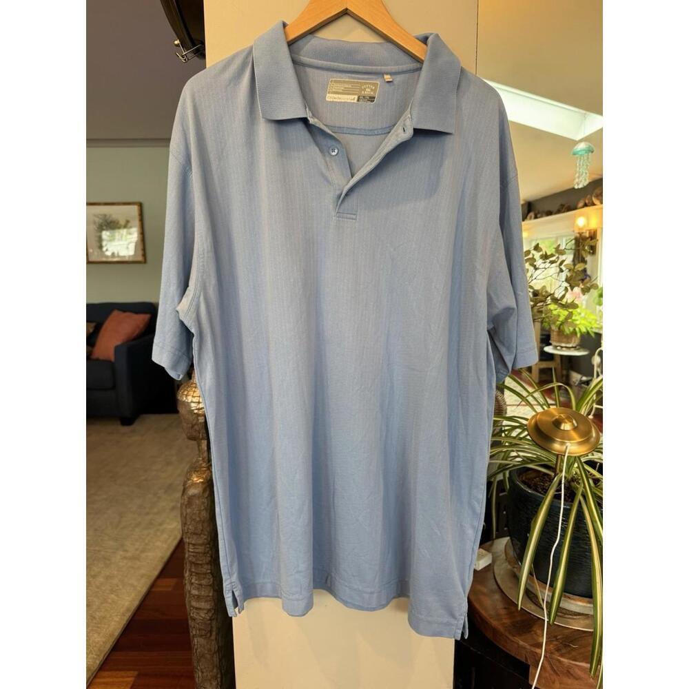 Cutter & Buck Mens CB DryTec Blue Check Golf Polo Shirt Short Sleeve XXL